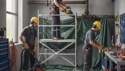 Emergency plumber in Des Moines, IA repairing a burst pipe in a home
