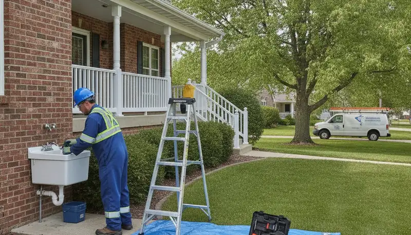 Plumber repairing a pipe in Des Moines, IA for reliable residential plumbing service