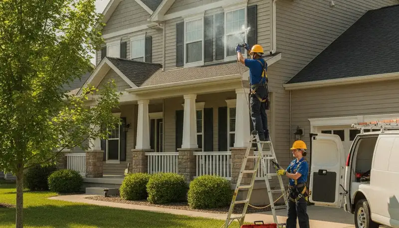 Plumber repairing a pipe in Des Moines, IA for local plumbing repair service