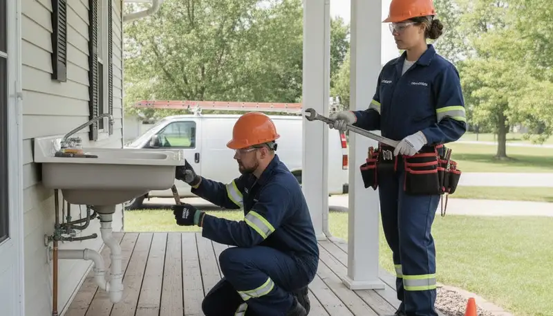 Plumbing repair service van in Des Moines, IA for local emergency pipe and leak repairs