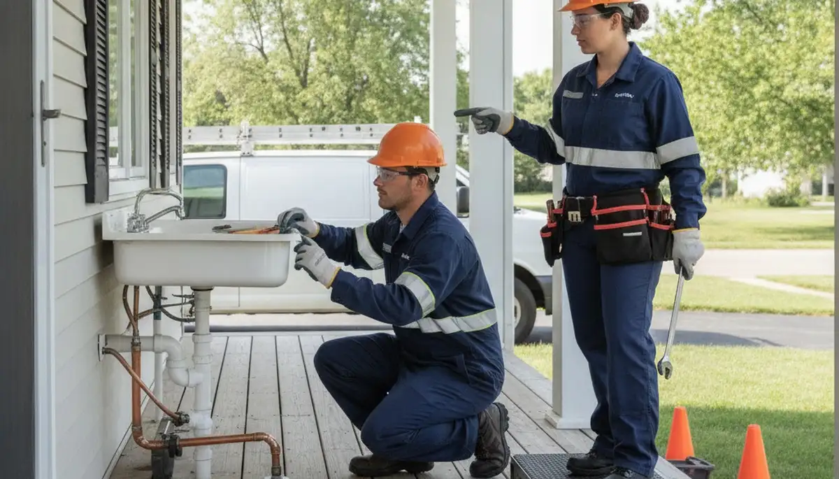 Des Moines, IA plumber repairing a leaky pipe for residential plumbing service