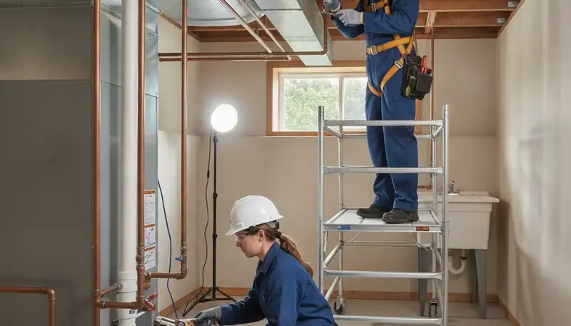 Plumber providing repair service in Des Moines, IA for a plumbing business site