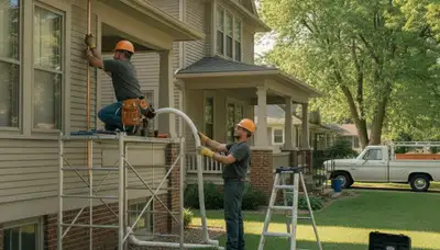 Plumber repairing pipes in Des Moines, IA for a plumbing-repair service