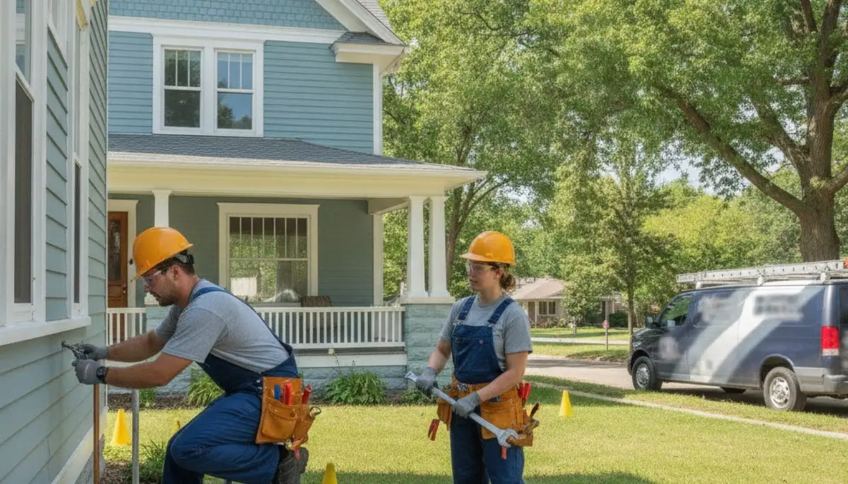 Des Moines, IA plumber repairing a home pipe for fast plumbing service