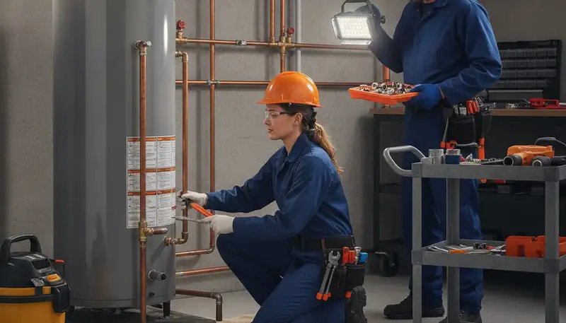 Des Moines, IA plumber repairing a home pipe for fast plumbing repair service