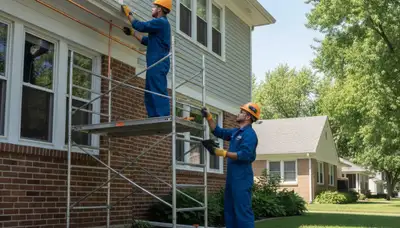 Plumber servicing a repair in Des Moines, IA for a plumbing repair business