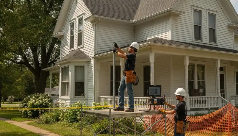 Plumber repairing a pipe in Des Moines, IA for fast plumbing repair service