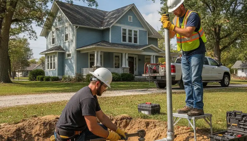 Plumber repairing pipes in Des Moines, IA for residential plumbing service