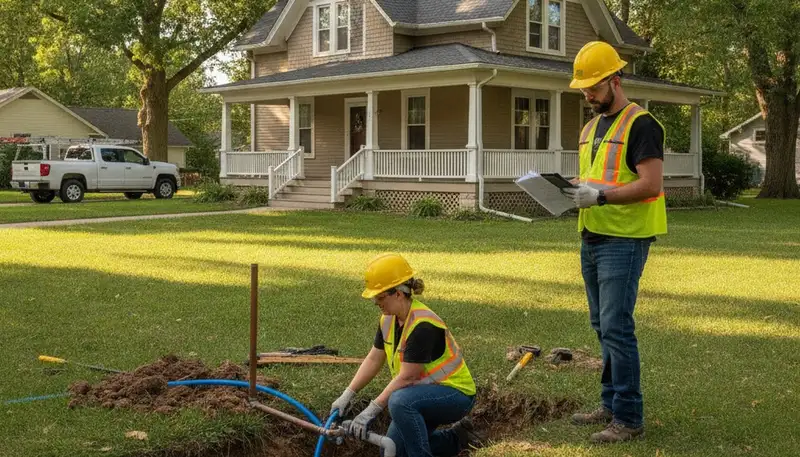Plumber repairing a pipe in Des Moines, IA for professional plumbing repair services