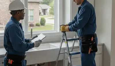 Plumber repairing sink leak in Des Moines, IA for plumbing repair service