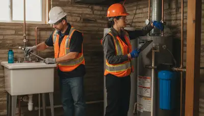 Plumber repairing a pipe in Des Moines, IA for plumbing service call