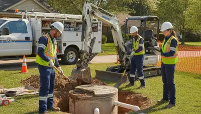 Septic repair service truck for Des Moines, IA homeowners with aging sewer systems