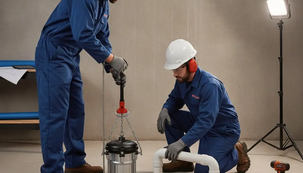 Des Moines, IA plumber installing sump pump for home flood protection